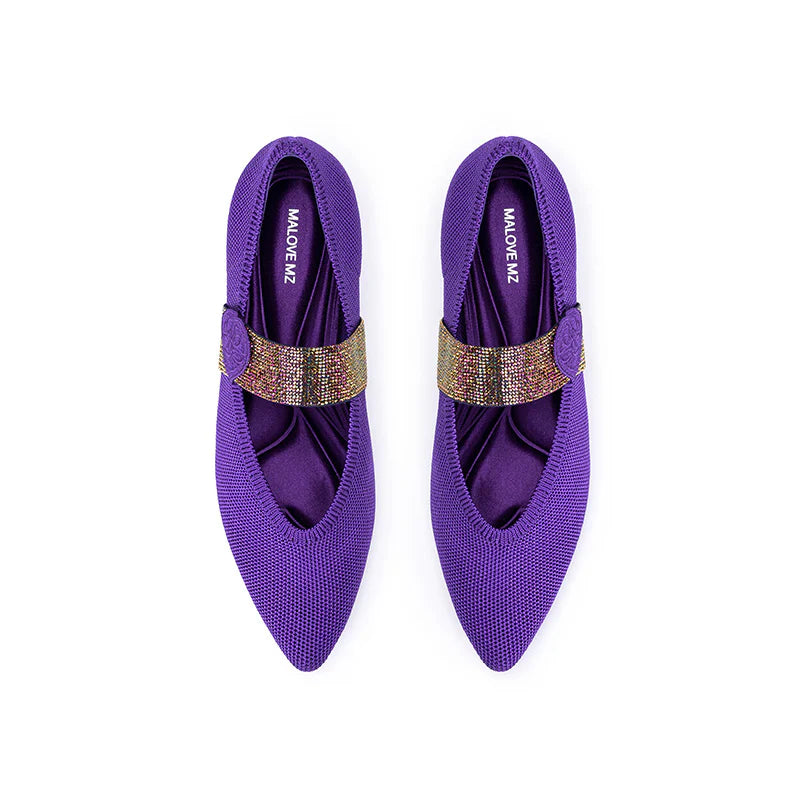 Belle Detachable Strap Mary Jane Heels - Purple