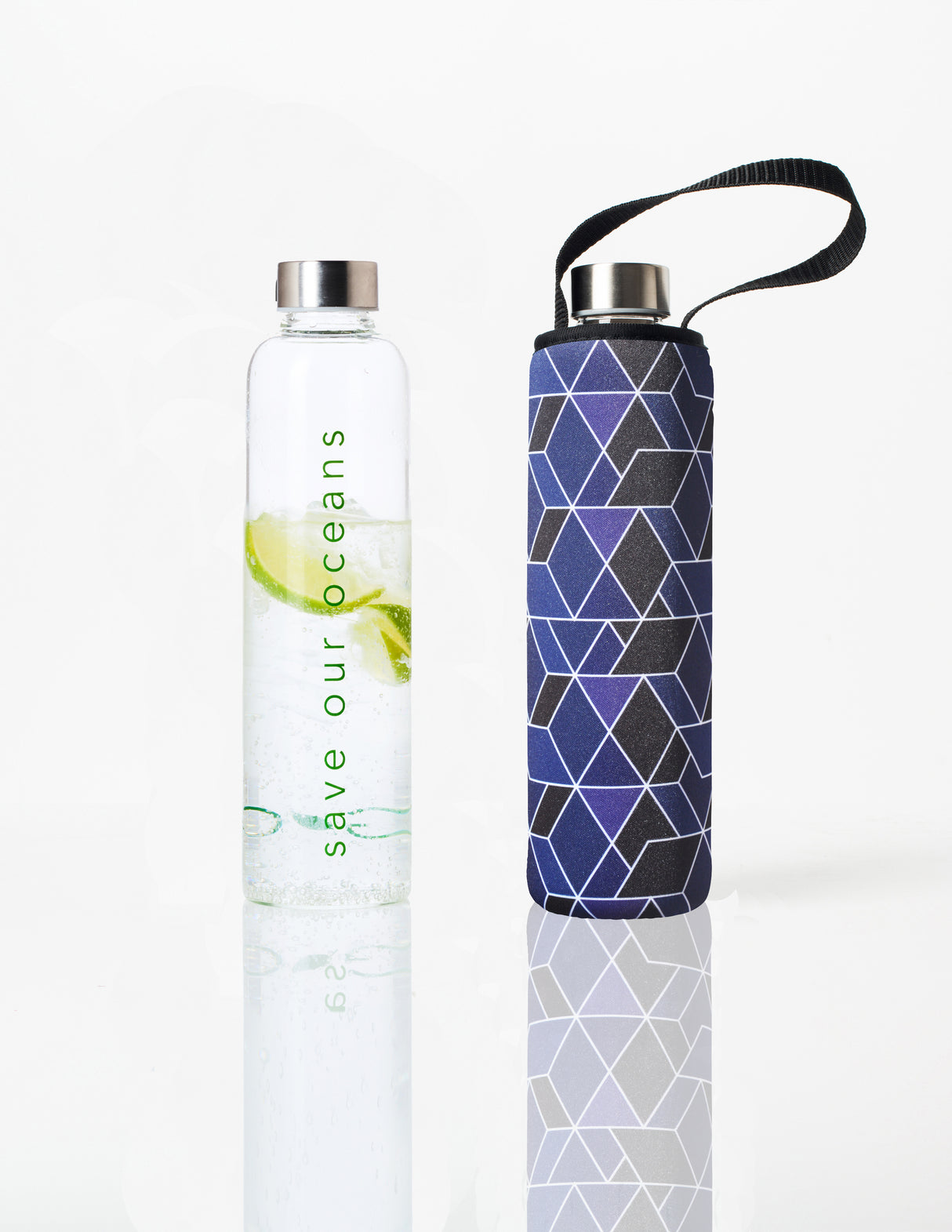 Glass is Greener + carry cover - 750 ml - Cubic print