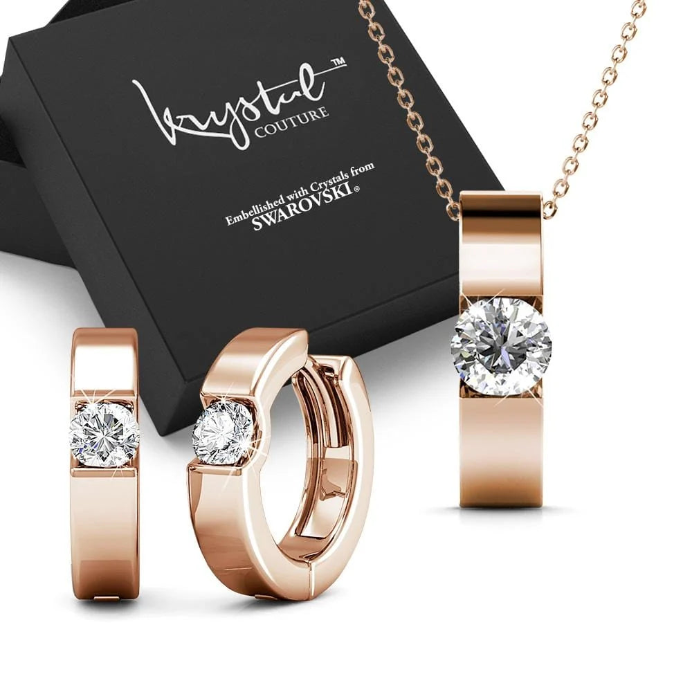 Boxed Shine Bright Set Embellished with SWAROVSKI® Crystals In Rose Gold