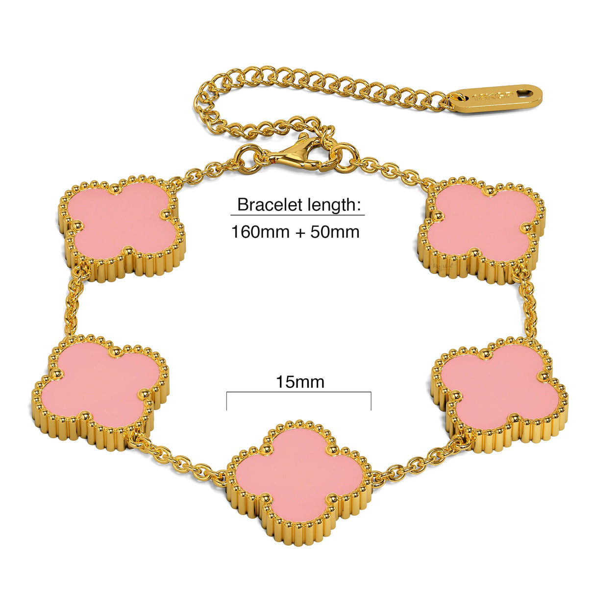 Bullion Gold Pink Clover Bracelet