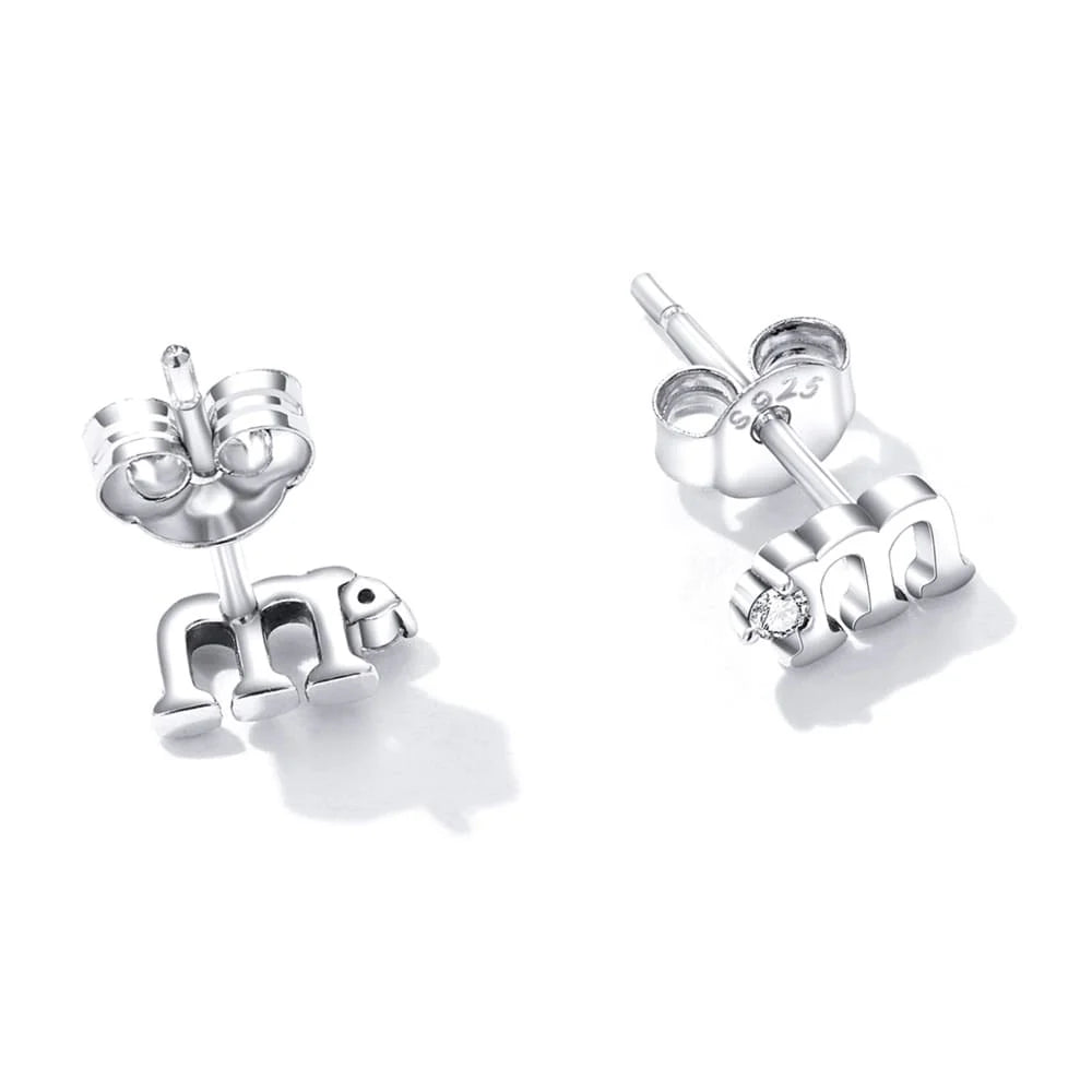 Solid 925 Signature Silver M&M Stud Earrings