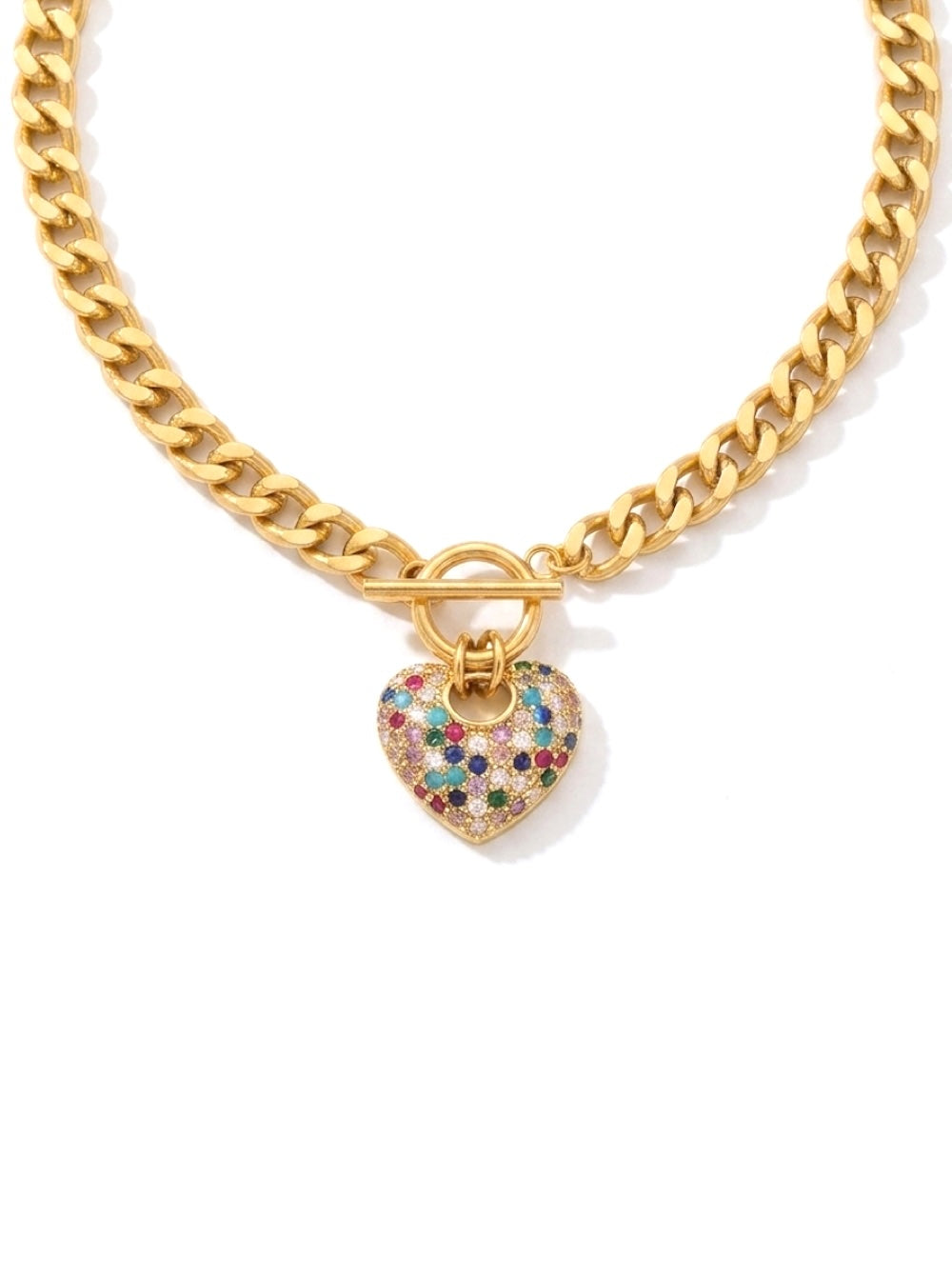 Liv Oliver 18K Gold Multi Color Charm Necklace