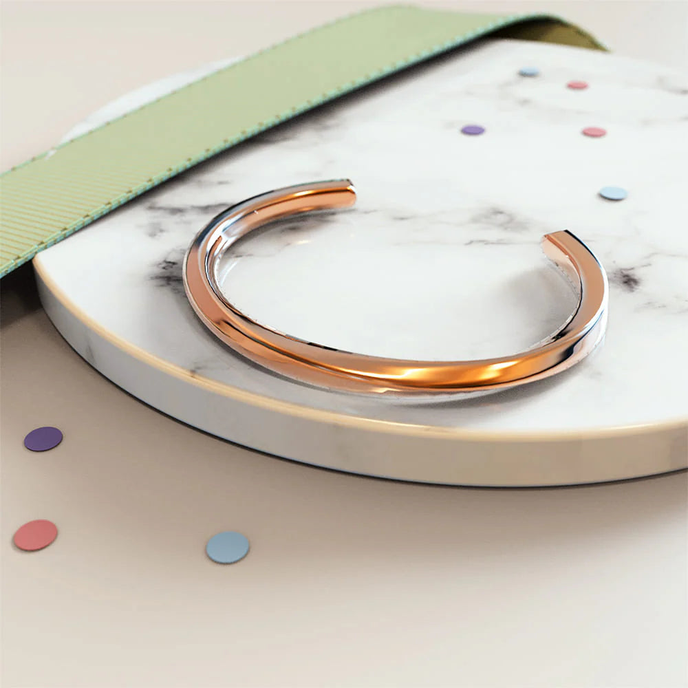 Bullion Gold Lyra Twisted Cuff Bangle in Rose Gold 55mm