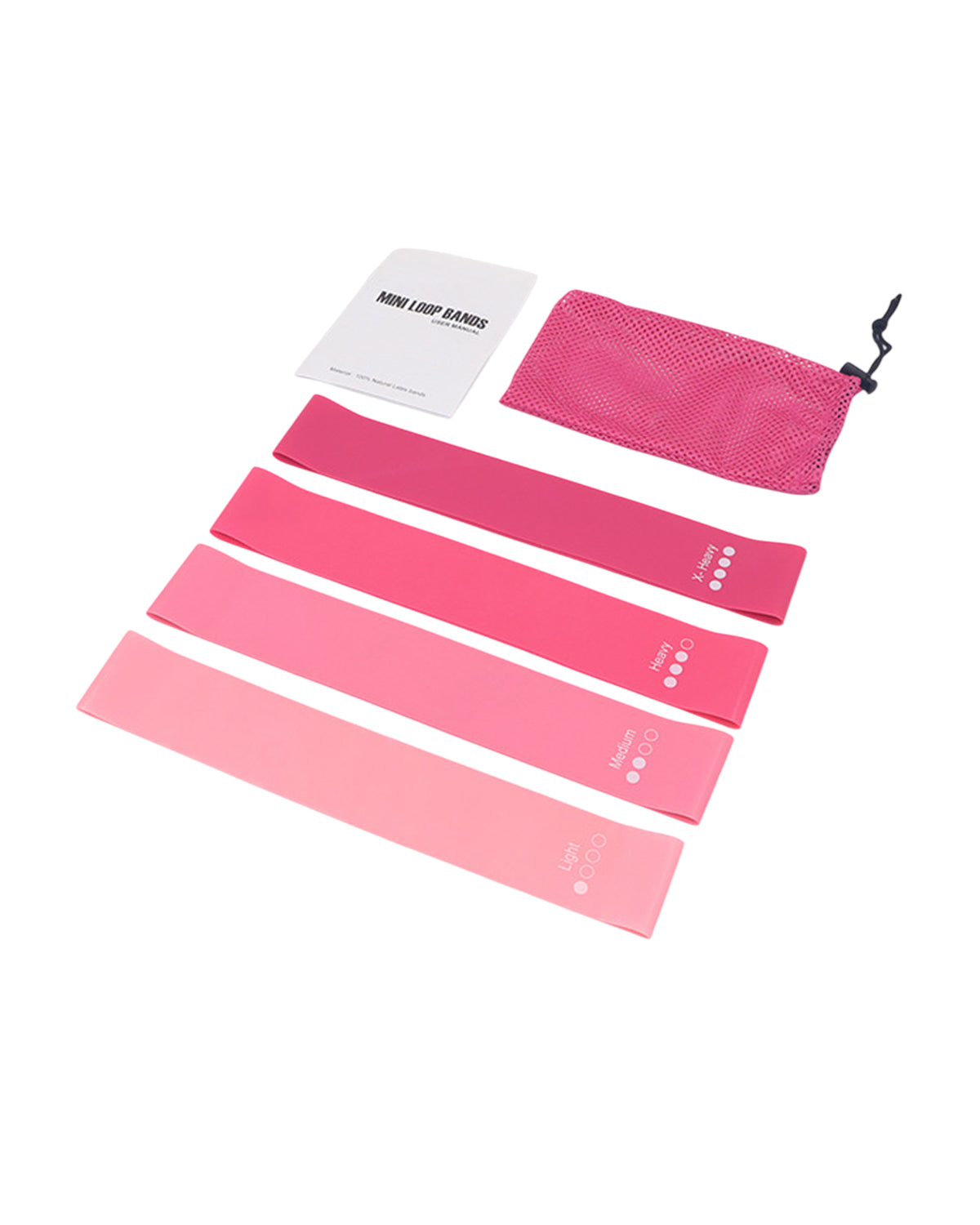 Exercise Pilates Yoga Loop Resistance Band Workout Physio Stretch Aerobics 4 Set - Pink