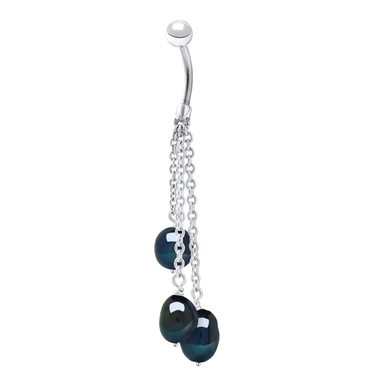 Jewellery Baroque 3 Pearl Baroque Freshwater Pearl Black Sterling Silver