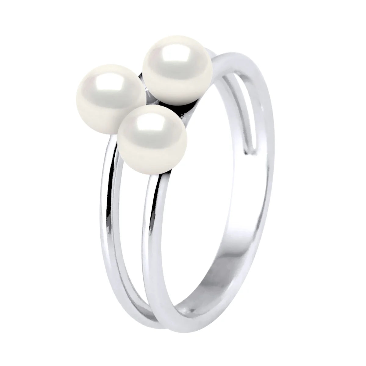 Ring Talisman 3 Pearl Button Freshwater Pearl White Sterling Silver