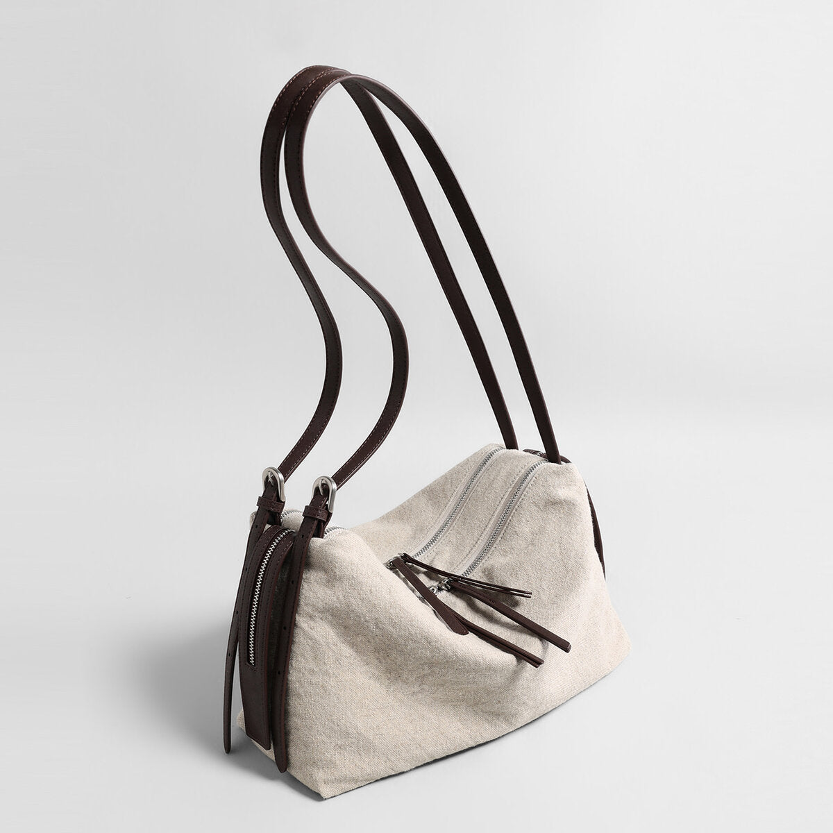Linen Pillow Shoulder Bag - Taupe