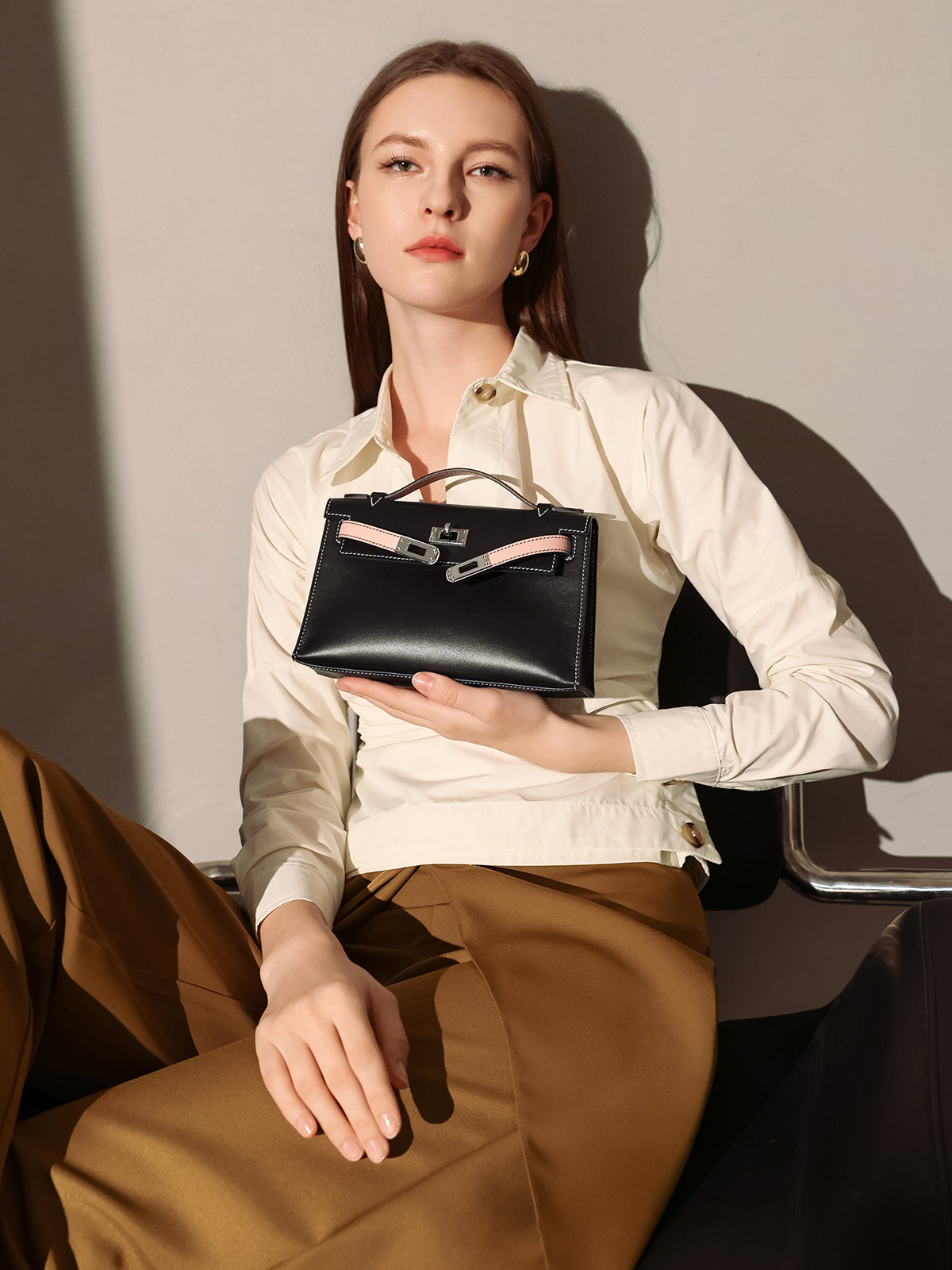 Monroe Colorblock Leather Satchel - Black