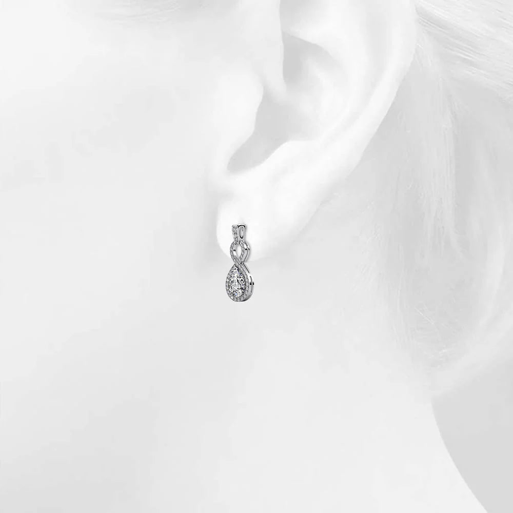 Krystal Couture White Gold Eternal Twist Drop Stud Earrings Embellished with SWAROVSKI Crystals