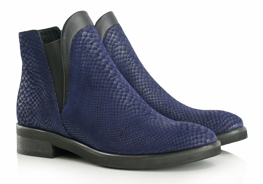 Bosccolo Womens Ankle Boots Aligator - Navy Blue Aligator