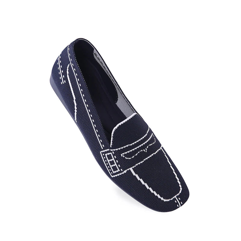 Comfortable Slip On Square Toe Loafers - Navy