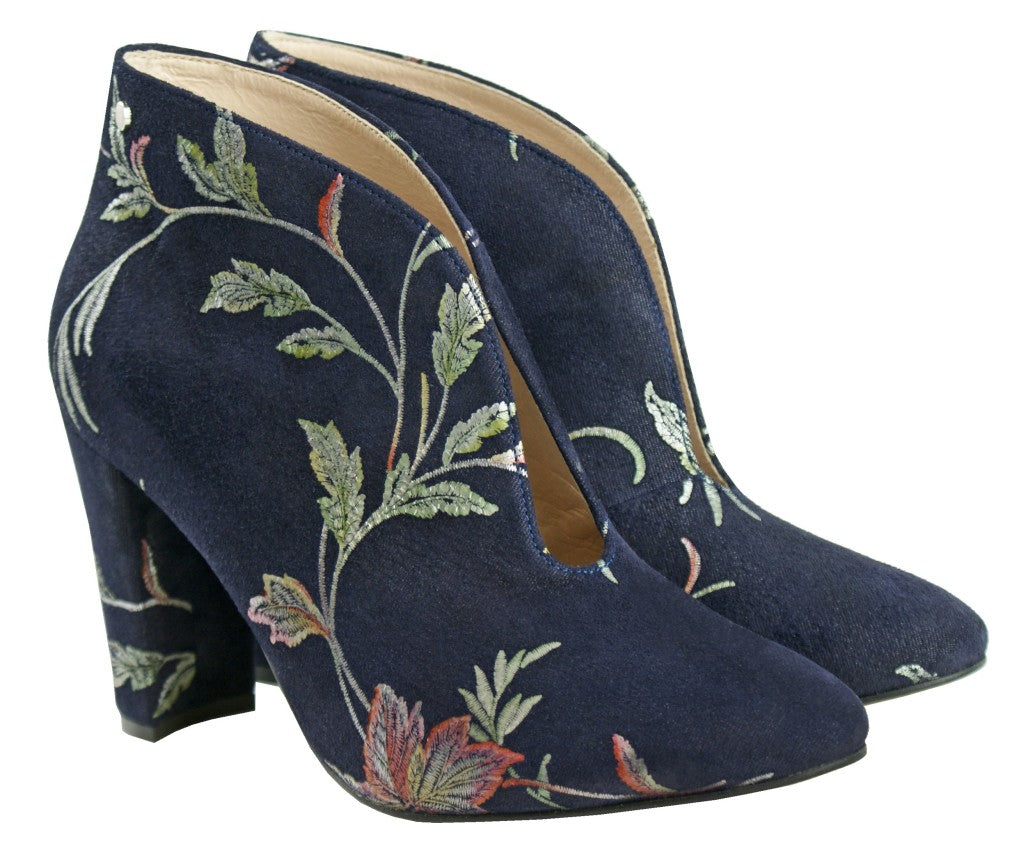 Bosccolo Womens Boots - Leaves Navy Blue