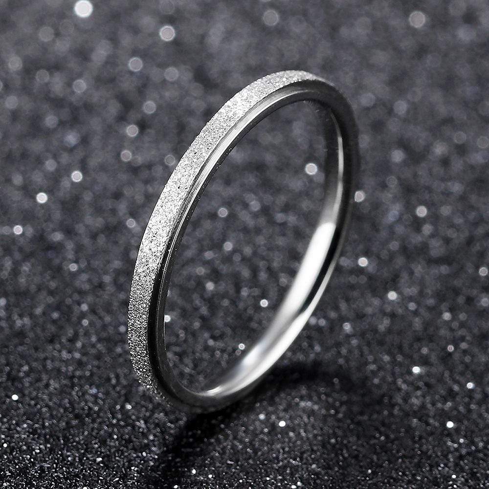 Bullion Gold Glitter Textured Stackable Band Ring in White Gold Layered Steel Jewellery