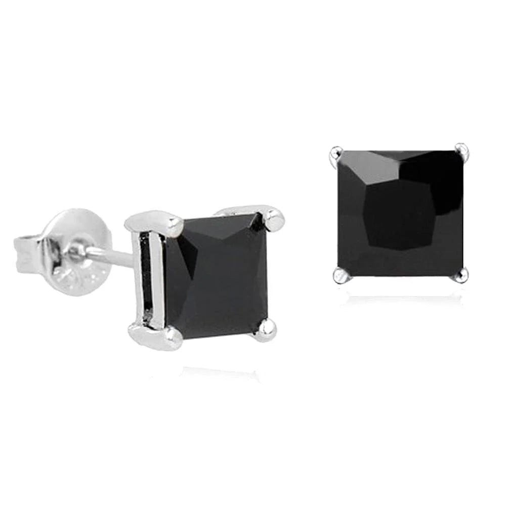 Bullion Gold Black Square CZ Earrings