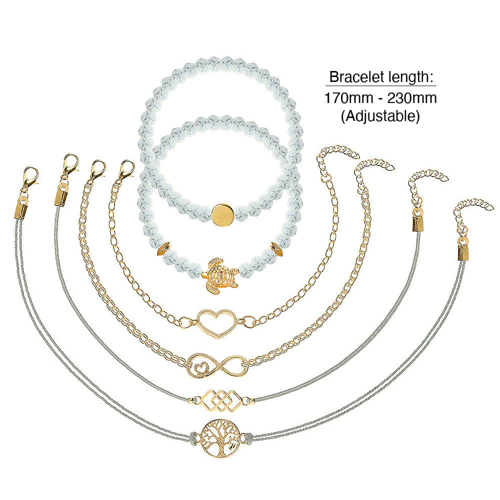 Bohemian 6-Piece Charm Bead Bracelet Set