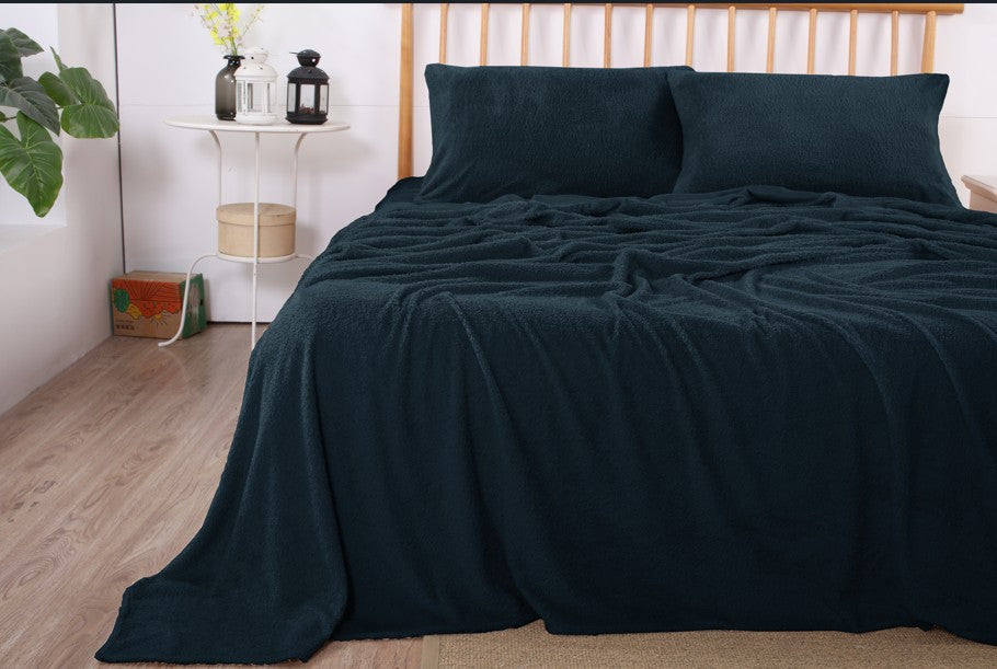 Teddy Fleece Sheet Set - Navy