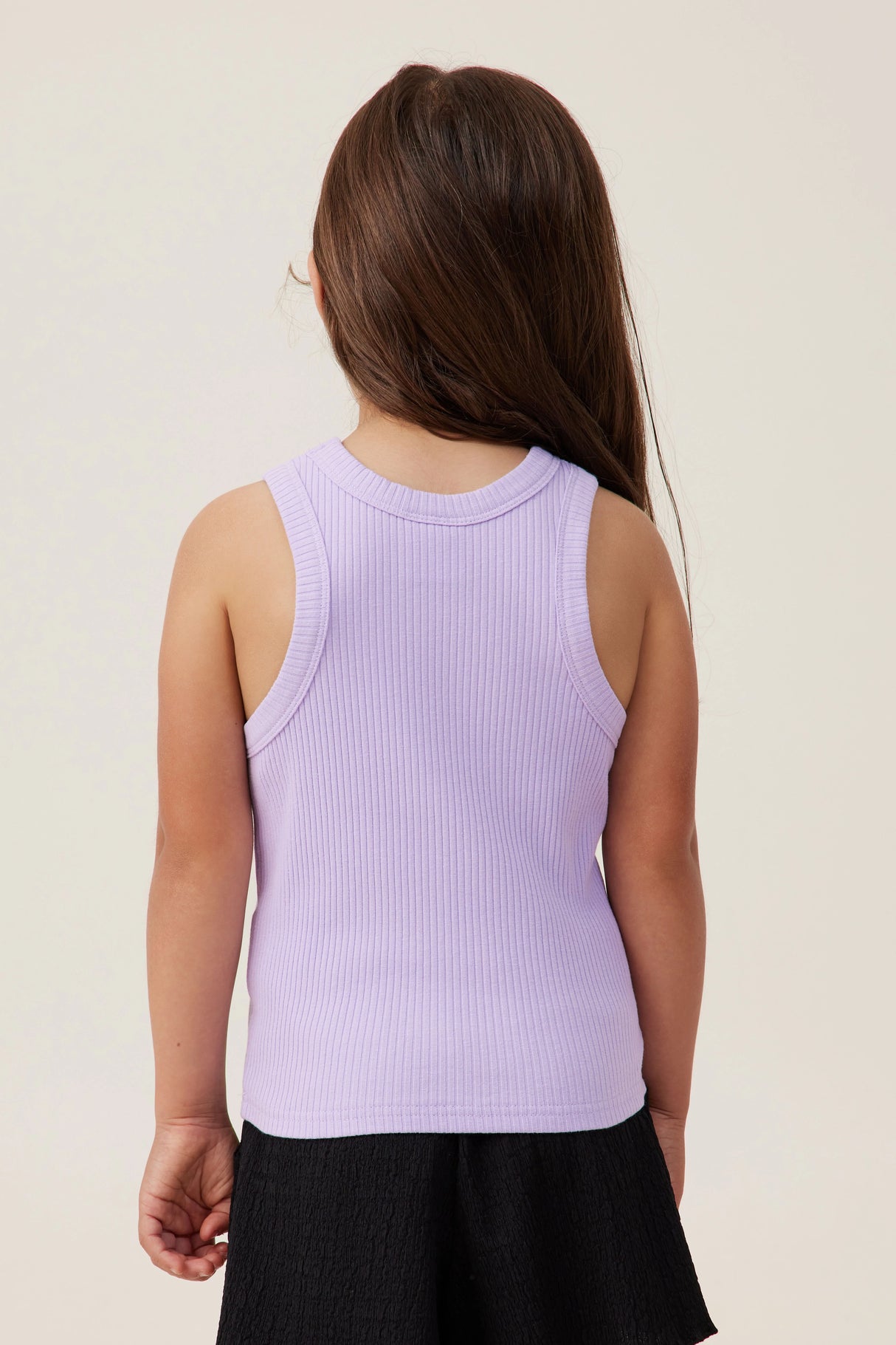 Cotton On Kids Girls Fitted Essential Tank - Lilac Drop Rib