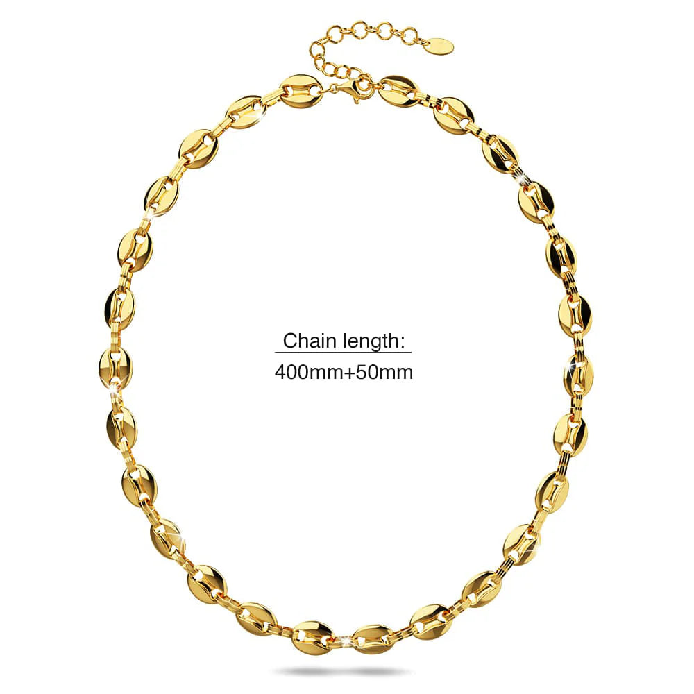 Bullion Gold Interlock Anchor Chain Necklace in Gold