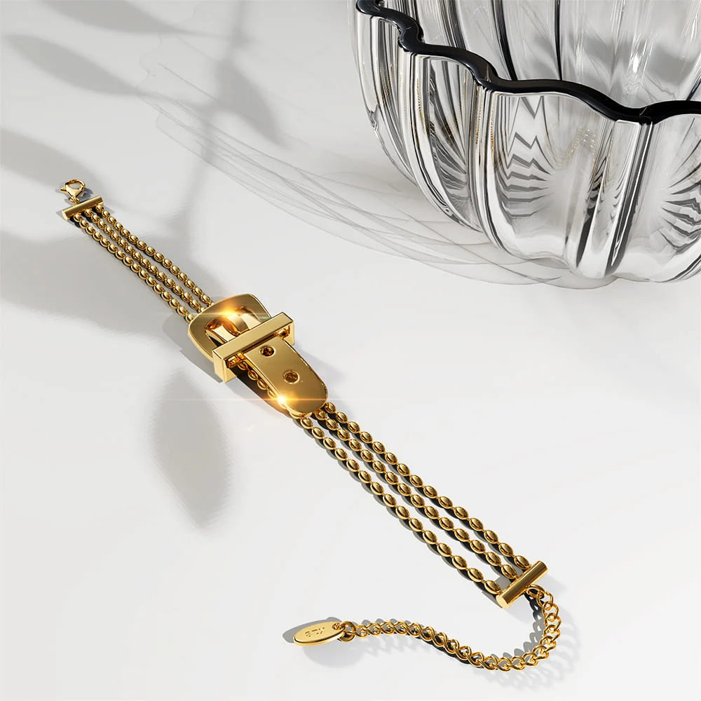 Bullion Gold Luca Gold Buckle-Pendant Bracelet