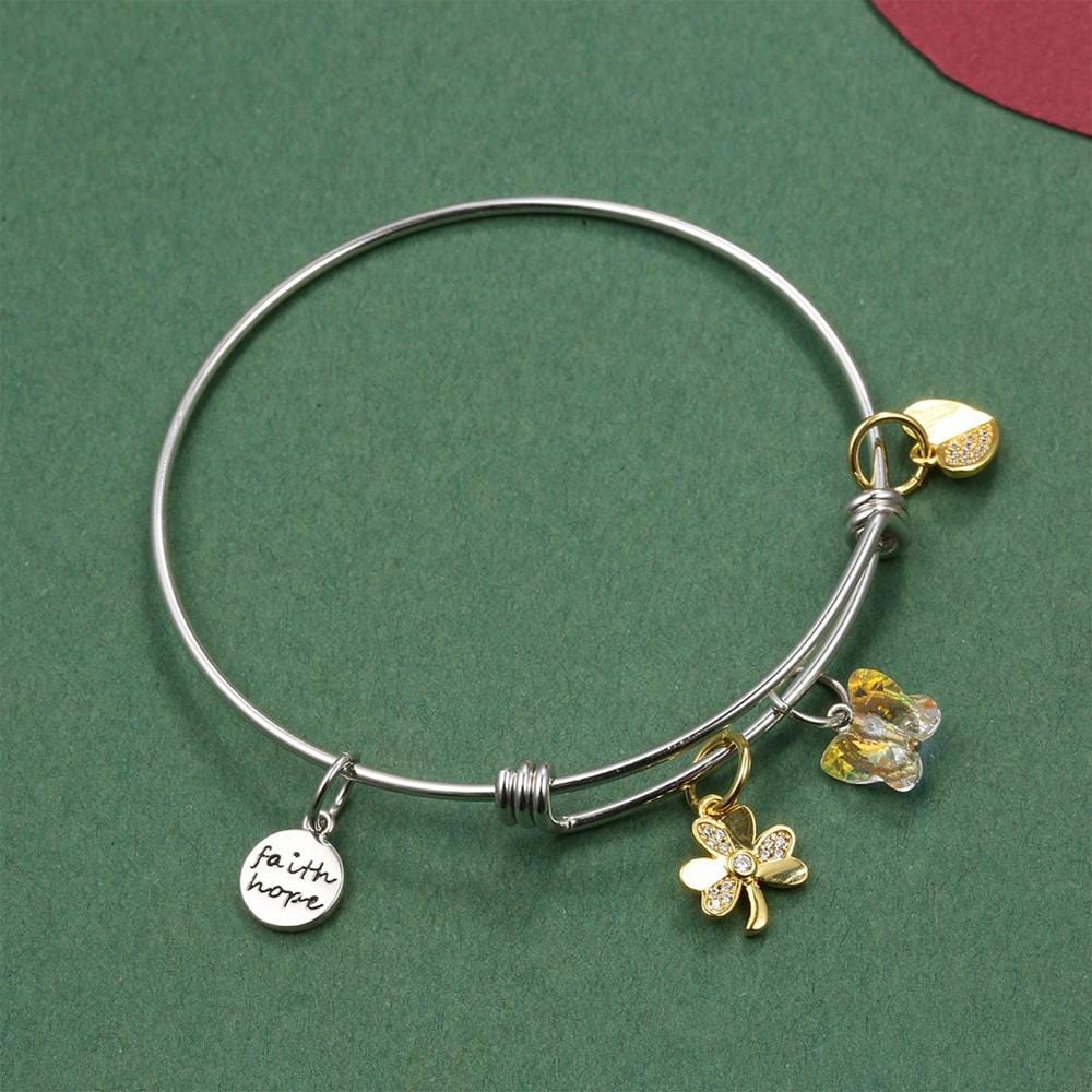 Krystal Couture Inspiring Adjustable Charm Bangle Embellished with SWAROVSKI Crystals