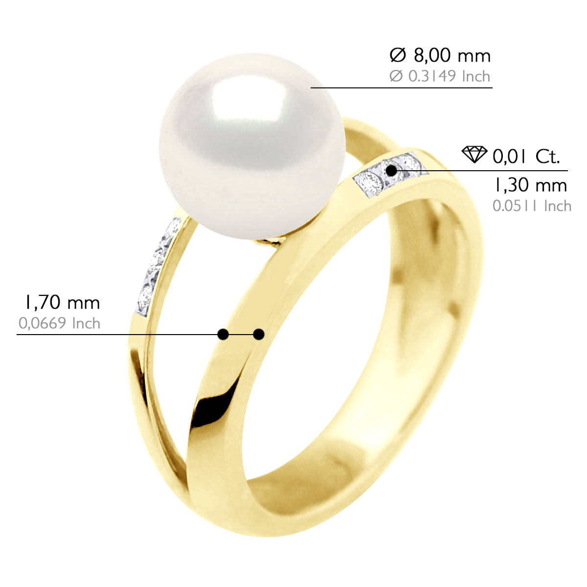 Bangle Ring Jewelry 0,06 Cts ( 6 X 0,01 Cts ) - Natural White - Longueur 18 cm