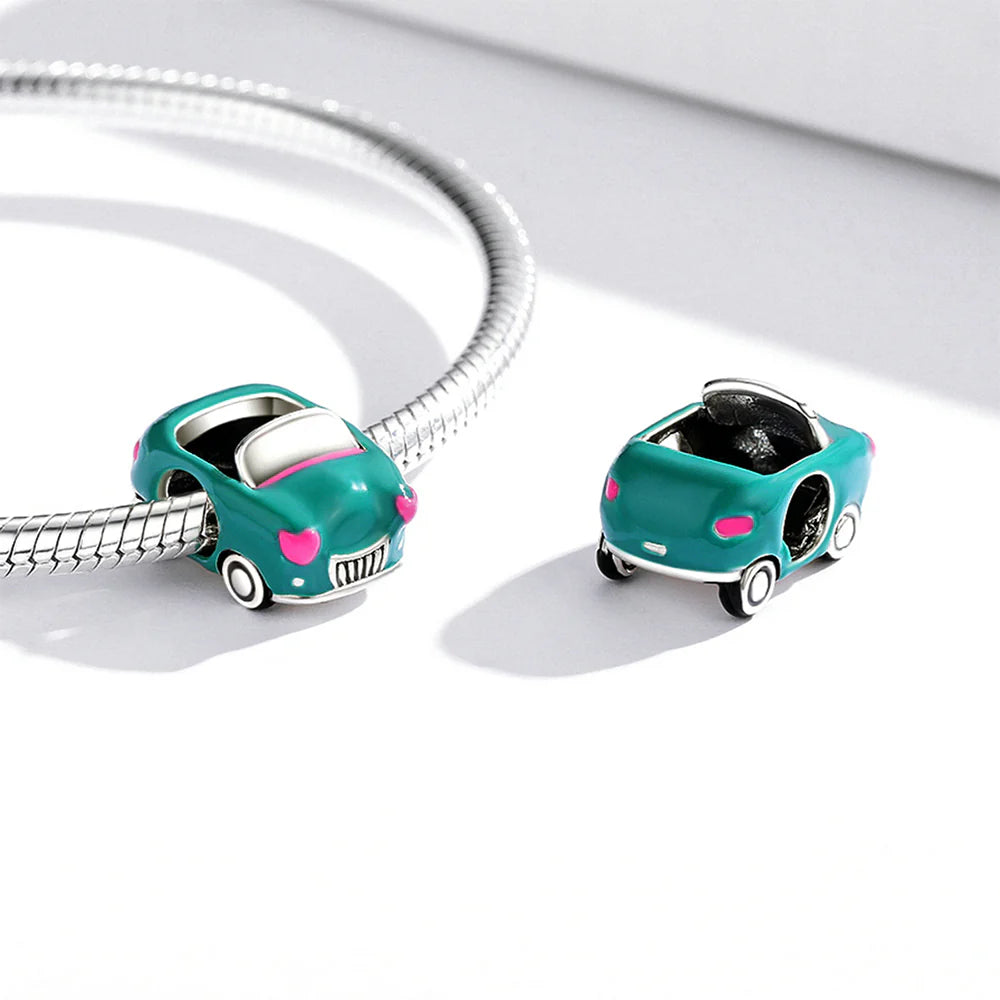 Solid 925 Sterling Silver Vintage Car Pandora Inspired Bead Charm