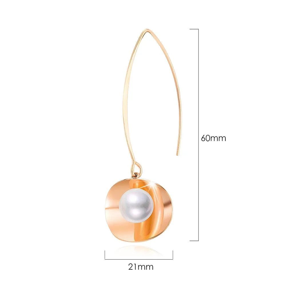 Bullion Gold Earthy Pearl Core Hook Earrings in Rose Gold
