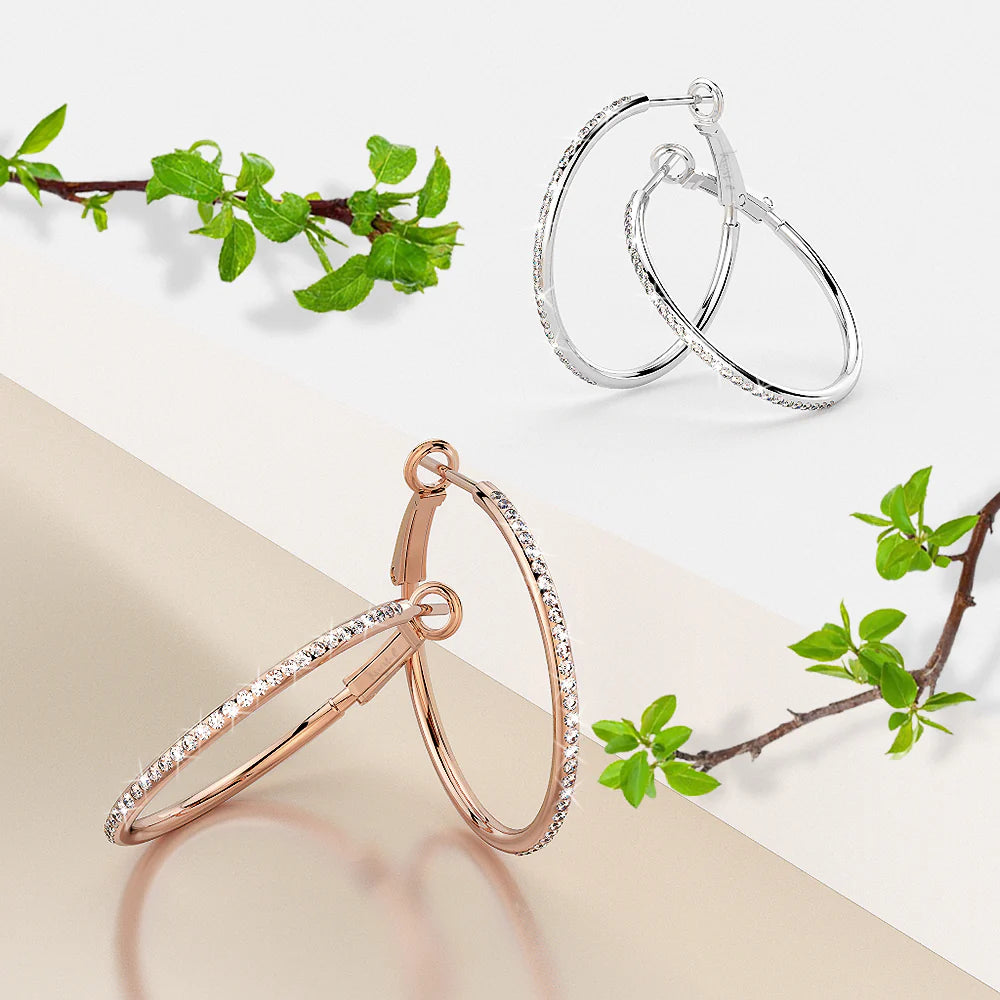 Krystal Couture Endless Hoop Earrings Embellished with SWAROVSKI Crystals in White Gold