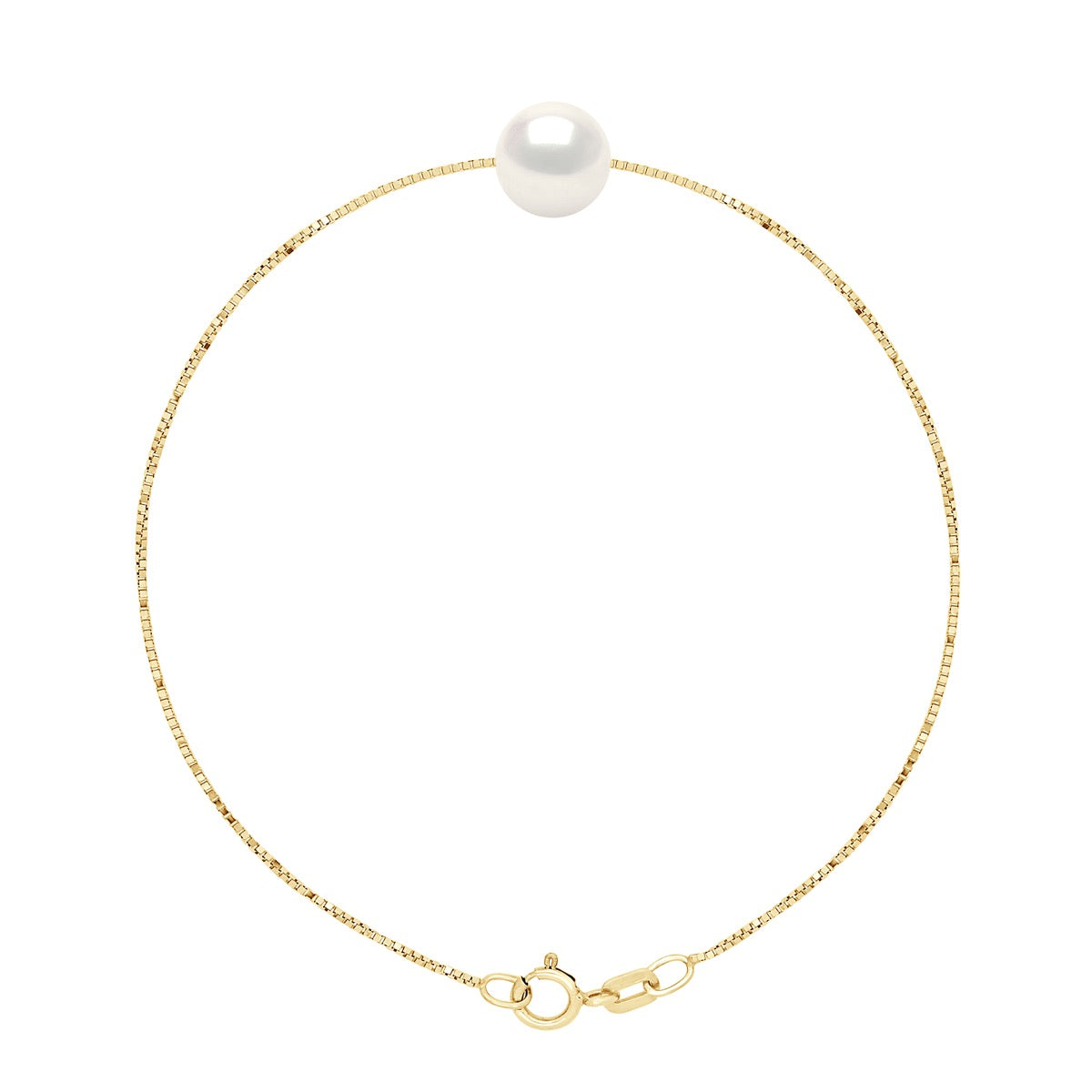 Bracelet Real Cultured Freshwater Pearl Round 8-9 mm - Natural Pearl White - Longueur 42 cm