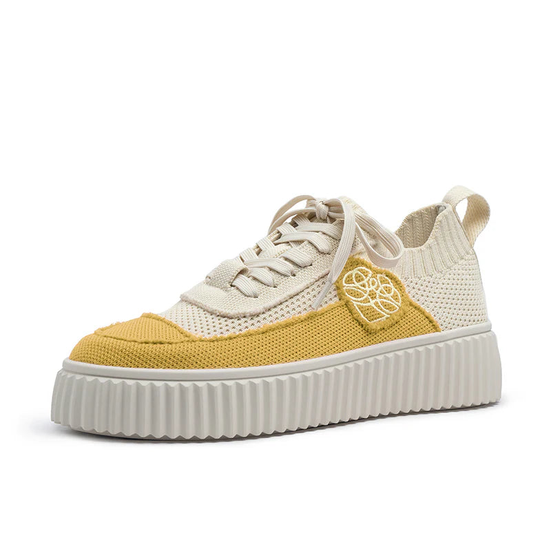 Chunky Platform Knit Sneakers - Yellow