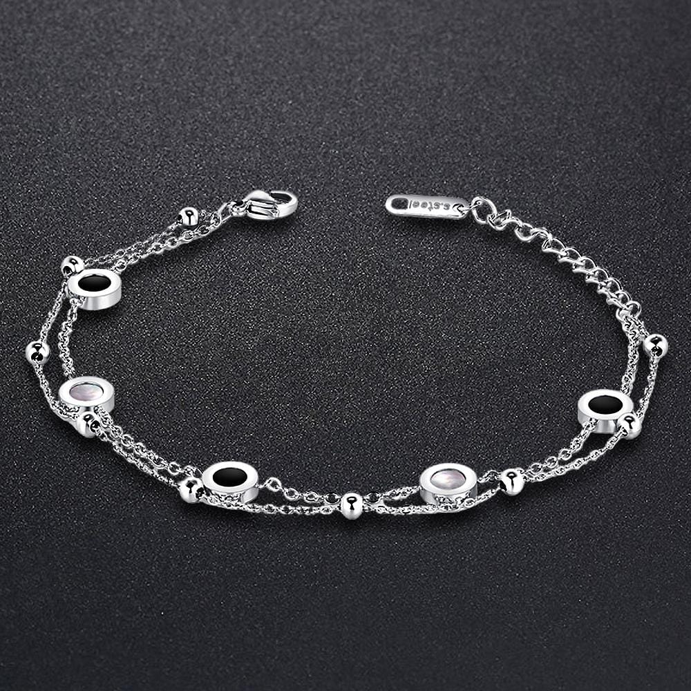 Bullion Gold Inlaid Shell Charm Bracelet White Gold