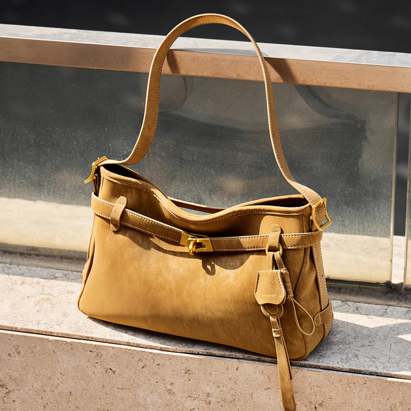 Nalandu Luxe Fortune Chime Slouch Shoulder Bag - Camel