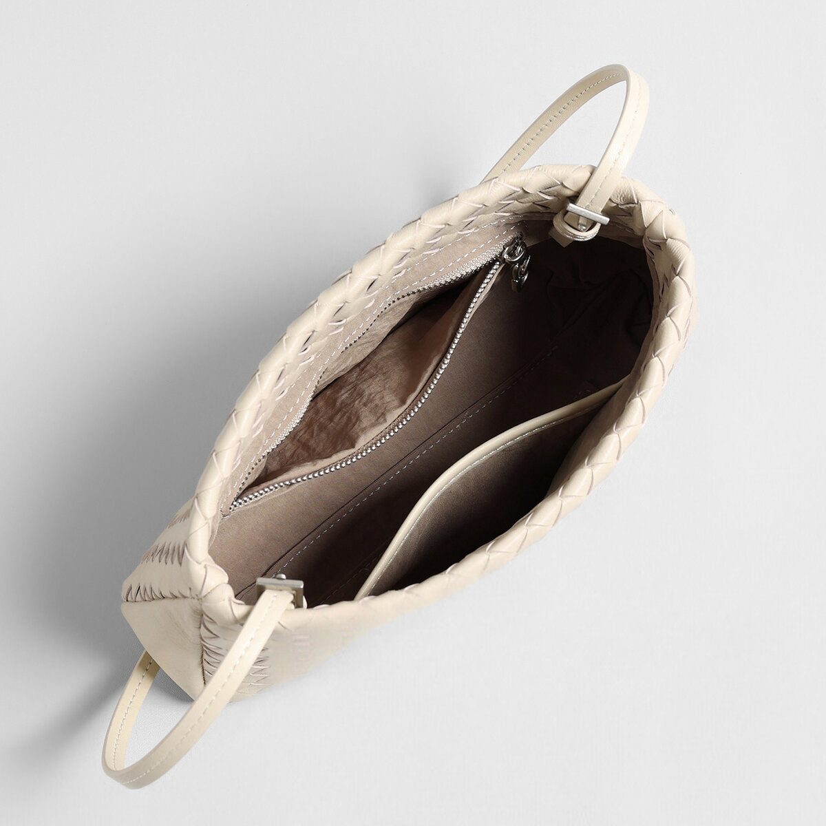Woven Lambskin Shoulder Bag - Ivory