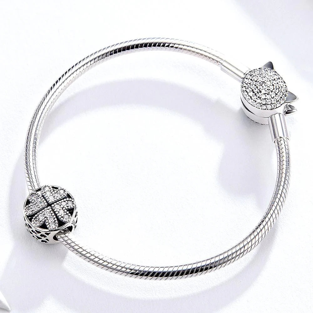 Solid 925 Sterling Silver Petal of Love CZ Charm