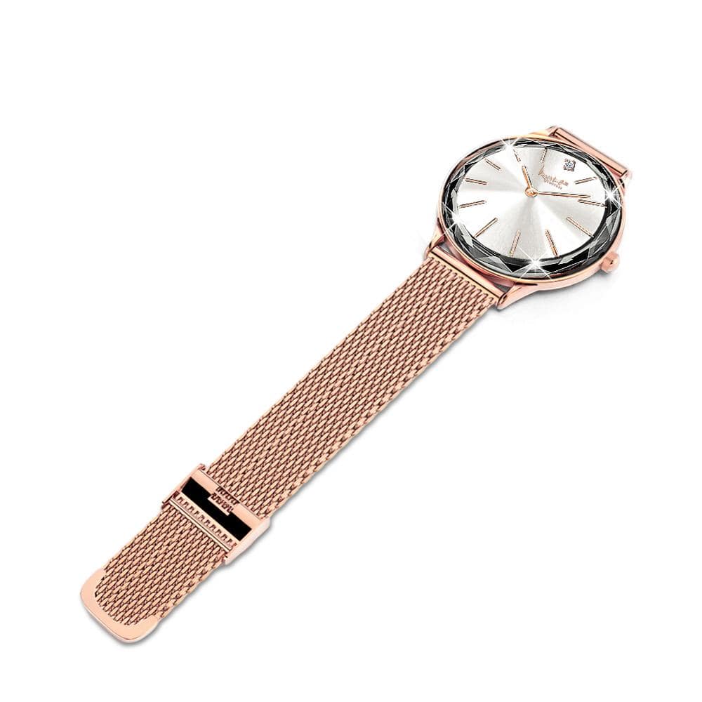 Boxed of Krystal Couture Mineral Glass Watch with Earrings Embellished with Crystals from SWAROVSKI® Set in Rose Gold