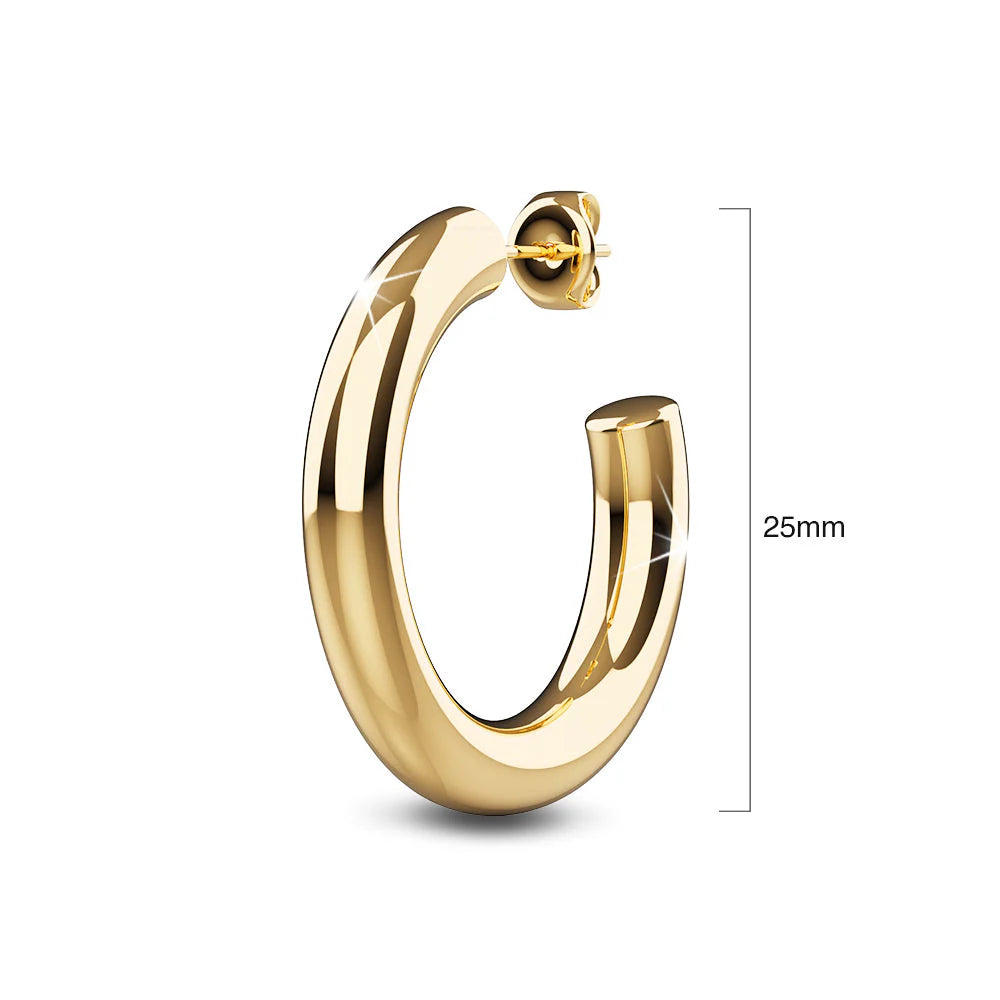 Bullion Gold Creole C-Hoop Gold Layered Earrings