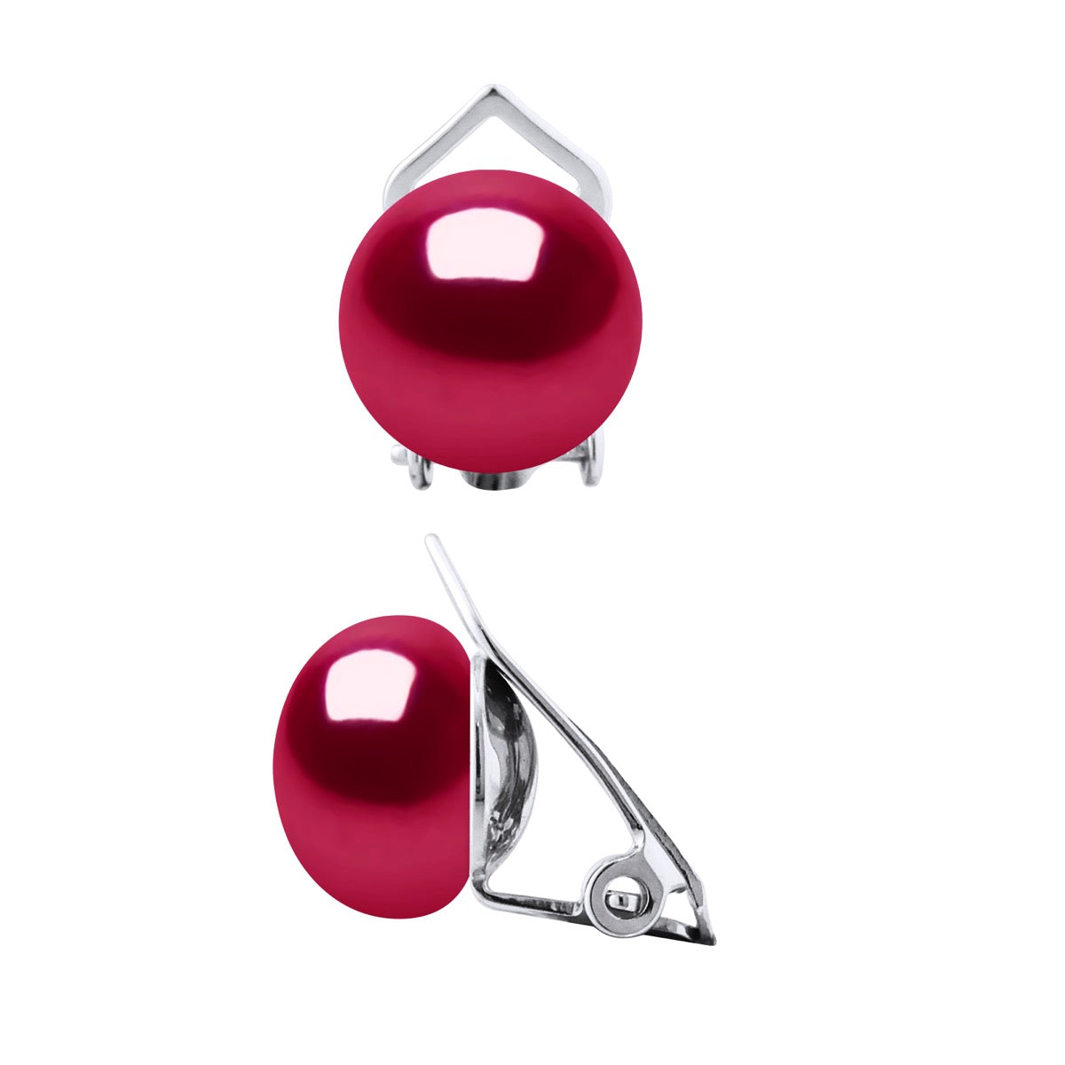 Earrings Real Cultured Freshwater Pearls Button 9-10 mm - Cherry