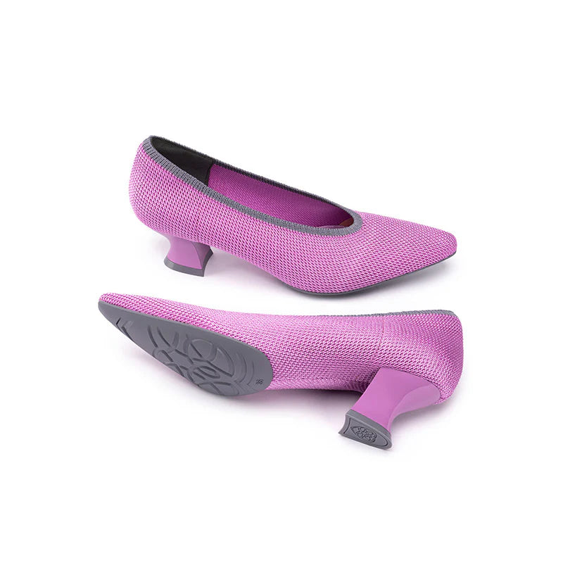 Modish Slip-On Block Heel Pumps - Fuchsia