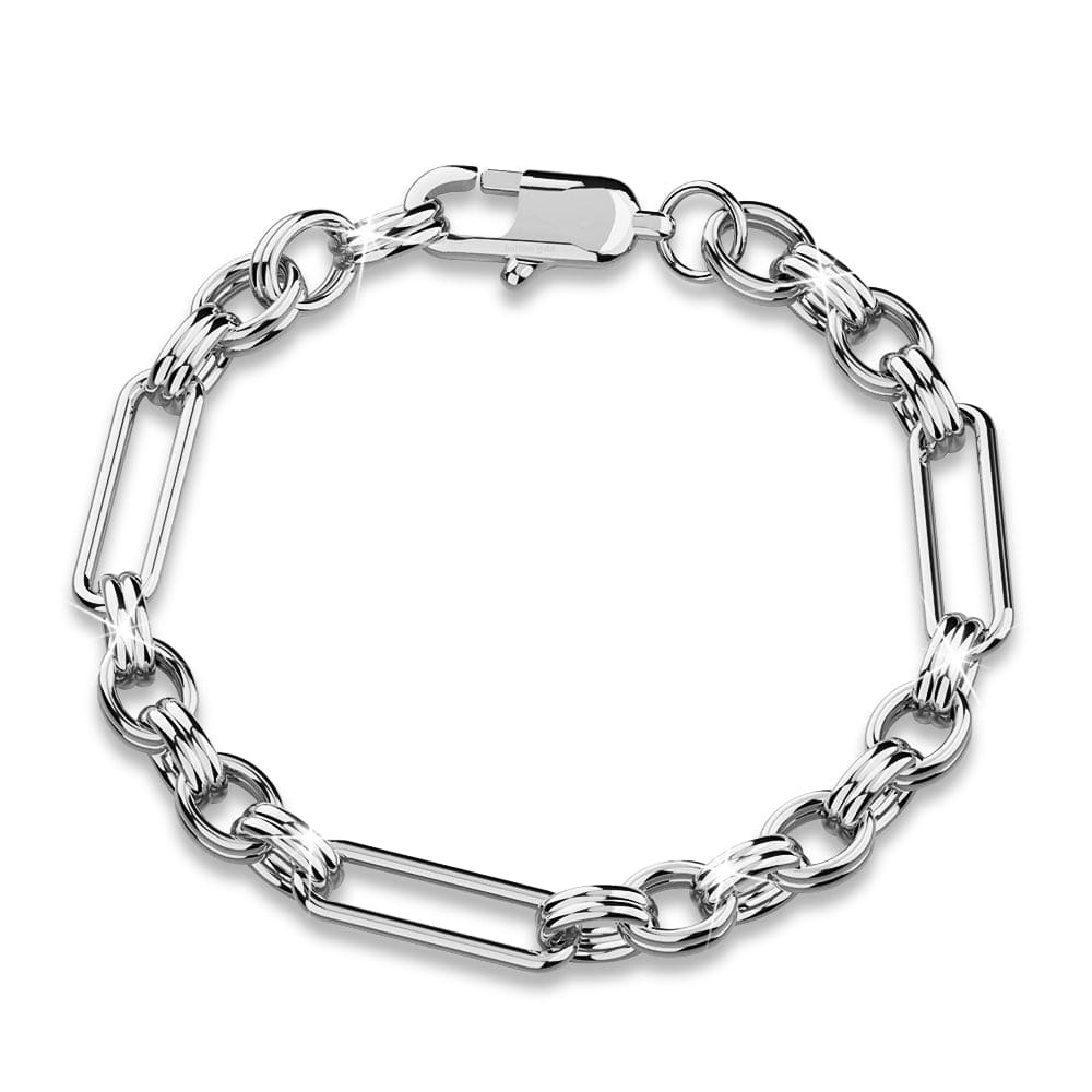 Bullion Gold Roxanne Oval Link Paperclip Chain White Gold Bracelet
