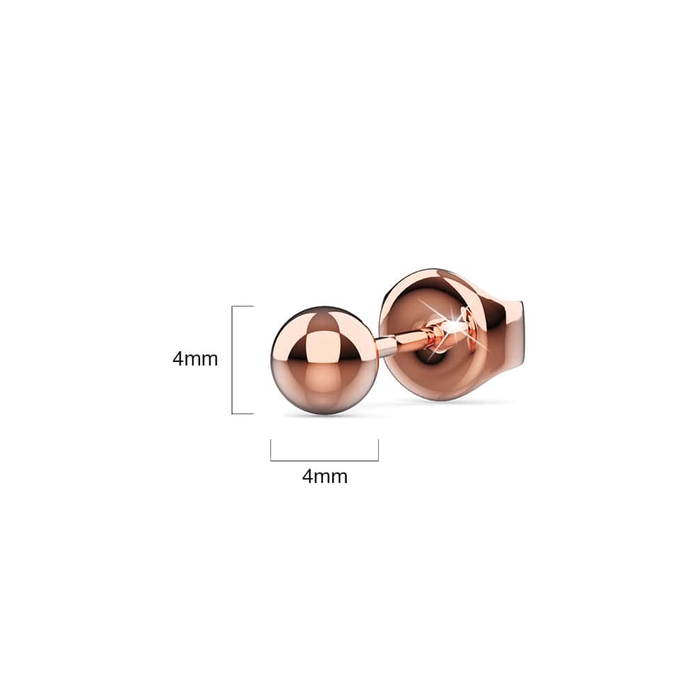 Bullion Gold Glitter Ball Stud Rose Gold Layered Earrings 4mm
