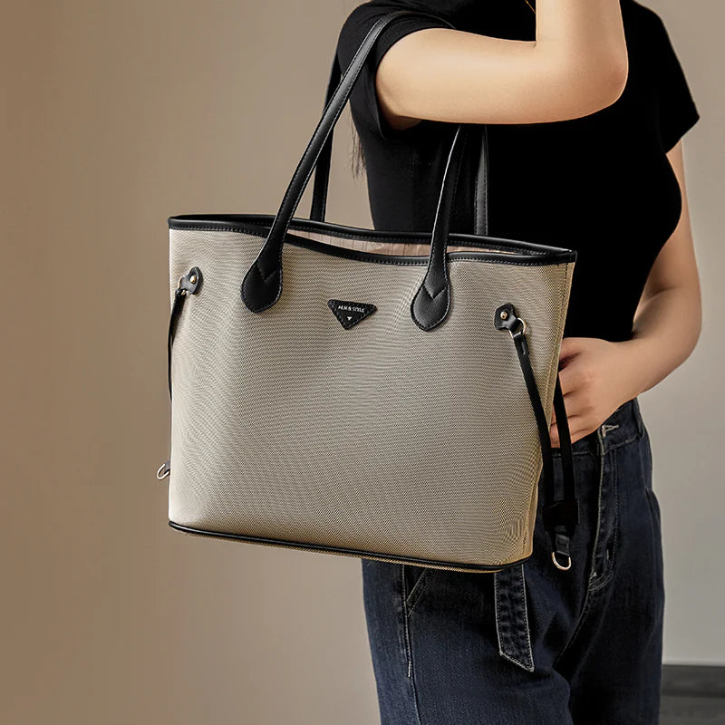 Nalandu Raleigh Large Capacity Canvas Commuter Tote Bag - Grey