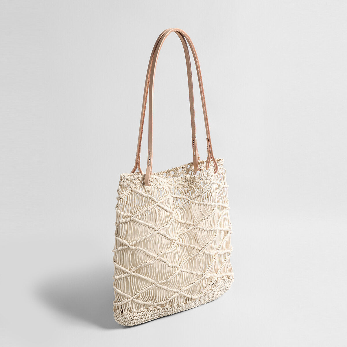 Macrame Woven Summer Tote - Ivory