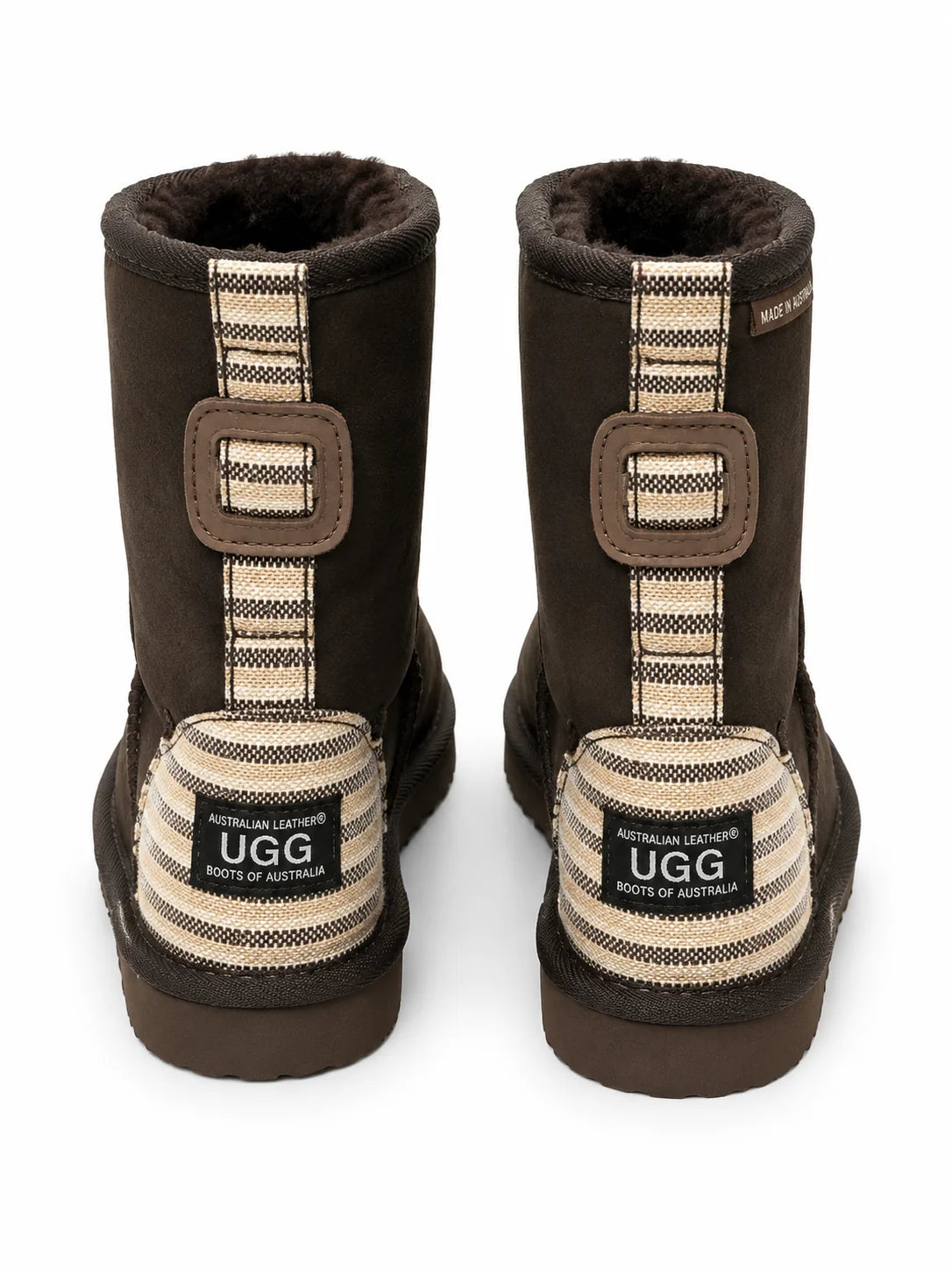 Australian Leather Ugg Mini Stripe Uggs - Chocolate - AU4