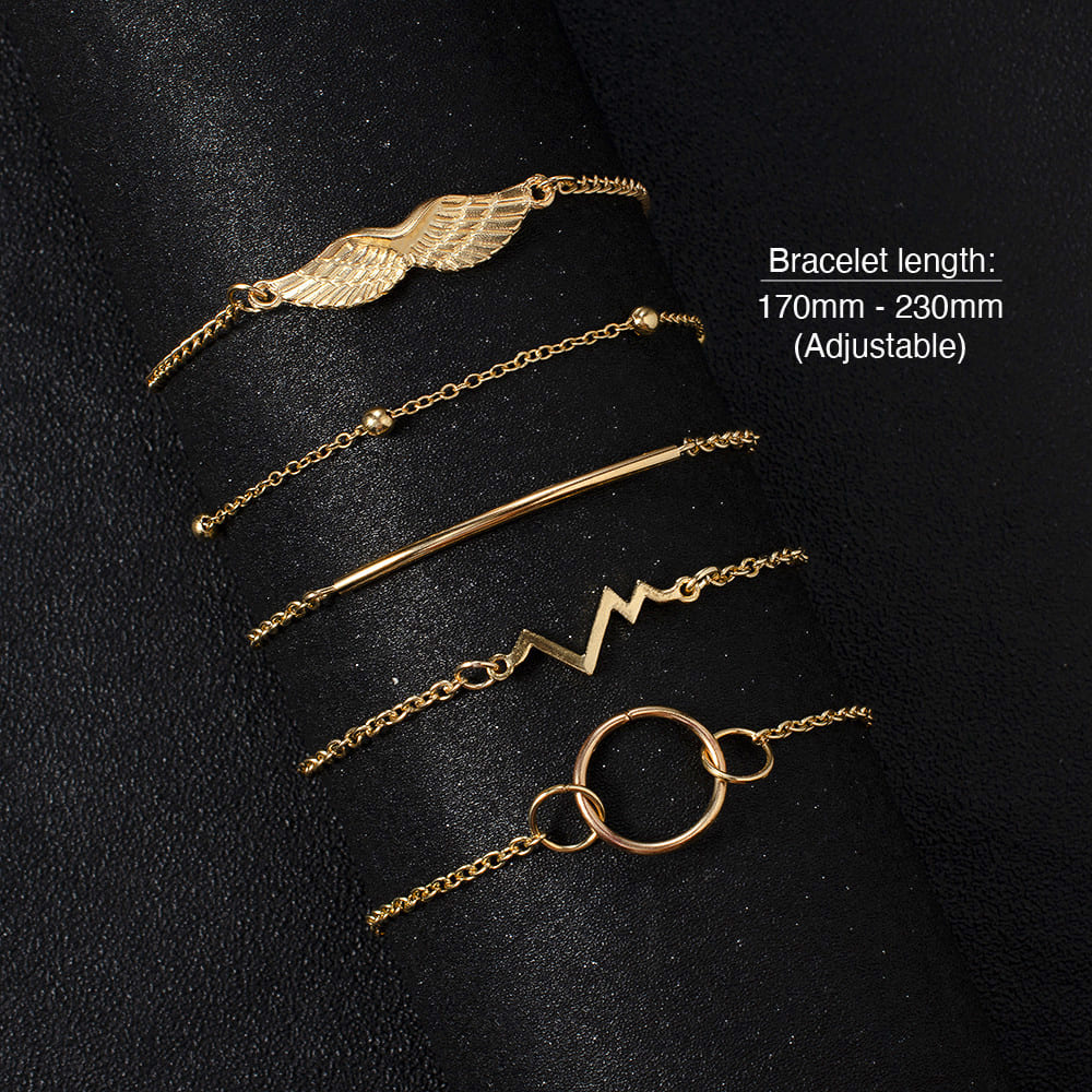 Bohemian 5-Piece Charm Bead Bracelet Set