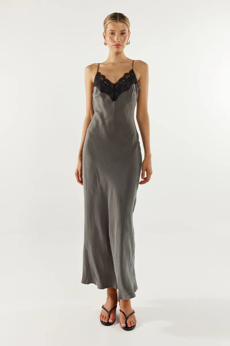 Madison The Label Amari Slip Dress - Slate