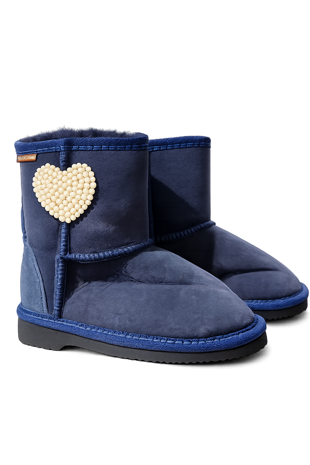 Australian Leather Ugg Kids Pearl Heart Short - Navy - AU6
