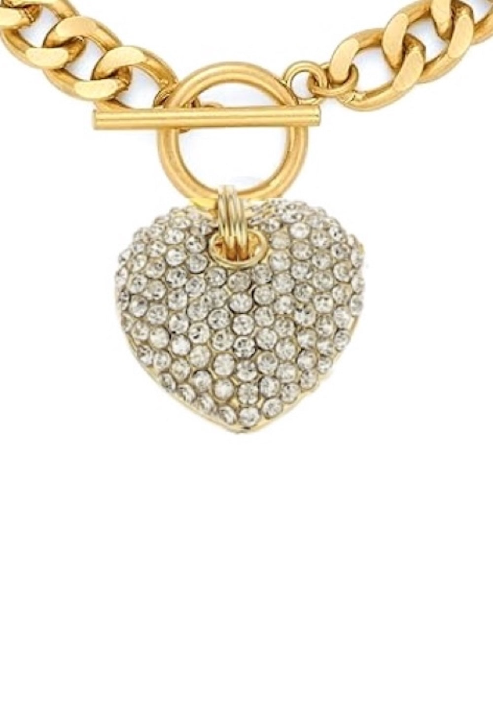 Liv Oliver 18K Gold Heart Charm Pave Bracelet