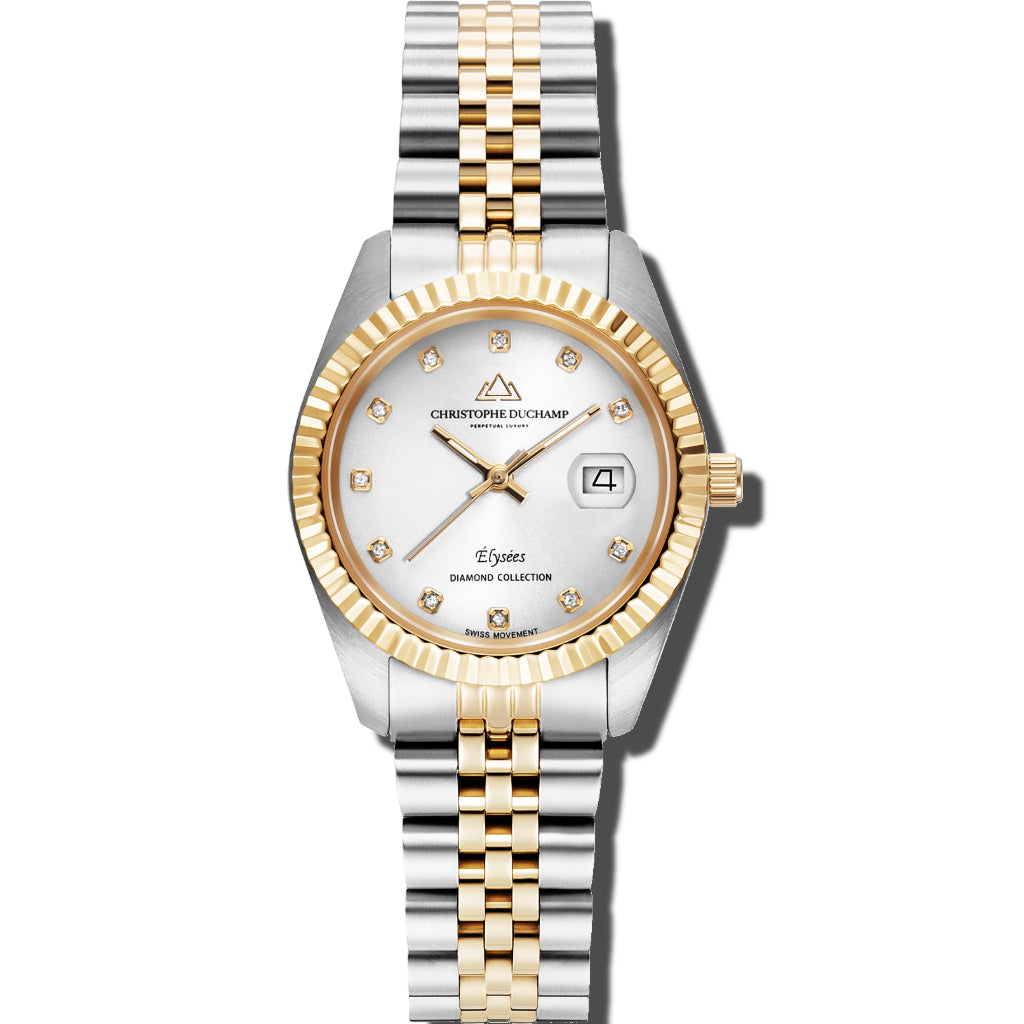 Christophe Duchamp Élysées - Silver Dial with Gold & Silver Stainless Steel Strap