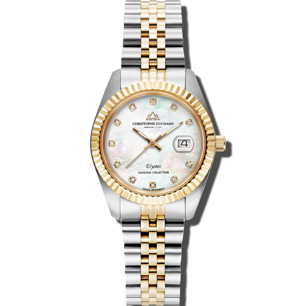 Christophe Duchamp Élysées - White Dial with Gold & Silver Stainless Steel Strap