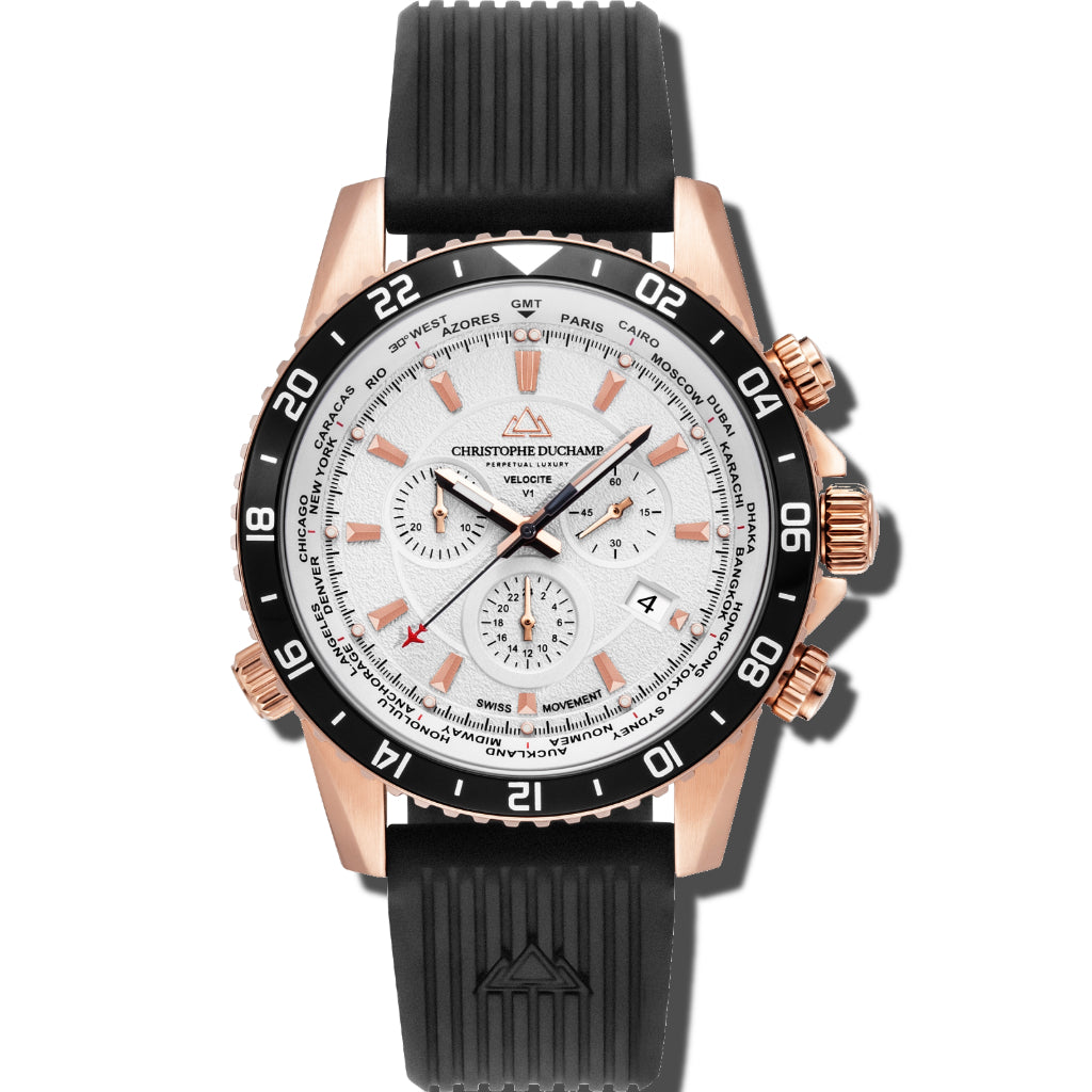 Christophe Duchamp Velocite V1 - White Dial with Rose Gold Rubber Strap